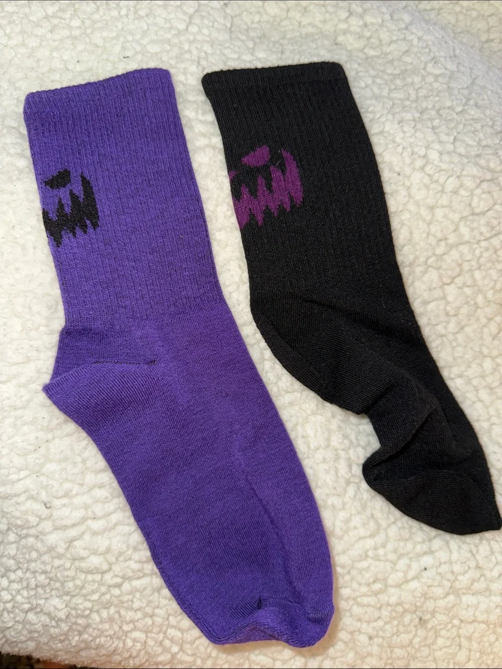 Purple and Black Crew Socks with Graphic Accent - Men Halloween